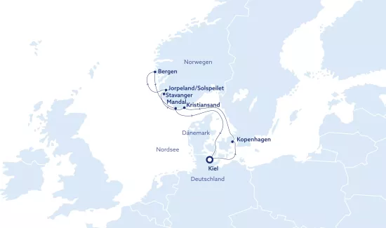 Routenkarte Vasco da Gama Entlang Norwegens Küste