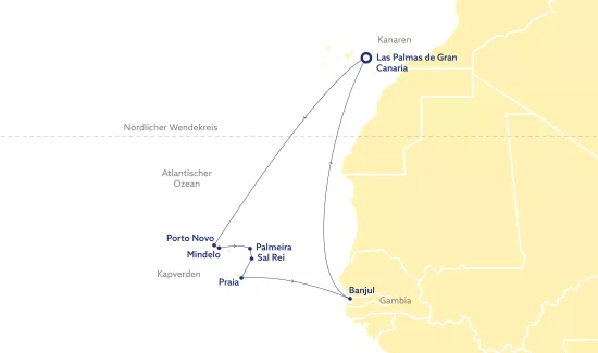 Vasco da Gama Routenkarte Atlantik mit afrikanischem Flair